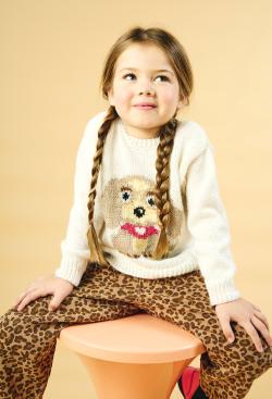 Fiche modèle - Pull jacquard enfant le chien et son bandana Iléana - Bergère de France
