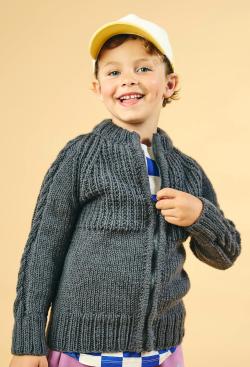 Fiche modèle - Gilet zippé manches à torsades enfant Stan - Bergère de France
