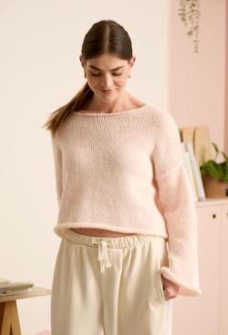 Fiche modèle - Pull encolure large à la machine à tricoter - Bergère de France