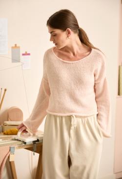 Fiche modèle - Pull encolure larges tricot main - Bergère de France
