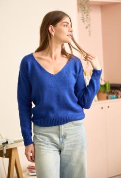 Fiche modèle - Pull fin col V tricot main - Bergère de France
