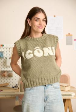 Fiche modèle - Débardeur slogan tricot main - Bergère de France
