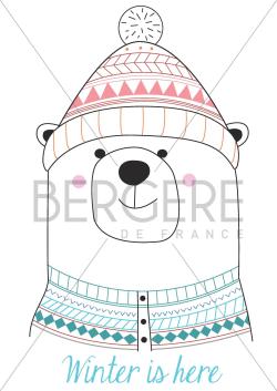 Planche pour customisation Ours en hiver, 21 x 30 cm, Bergère de France