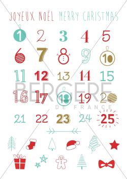 Planche pour customisation Chiffres de Noël, 21 x 30 cm, Bergère de France