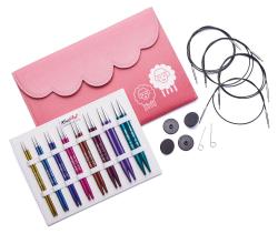 Kit 8 paires d'aiguilles métal circulaires interchangeables