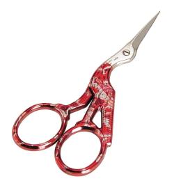 Ciseaux cigogne, rouge effet vitrail, 9 cm