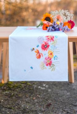 Kit chemin de table coquelicots et fleurs sauvages - Bergère de France