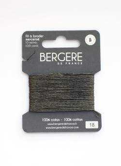 Fil à broder kaki 100 % coton, 10 mètres, Bergère de France