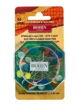 Lot de 50 épingles tête fleur couleurs assorties