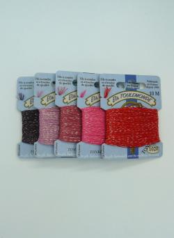 Fil à broder Tonkin boite de 5 cartes de 10 m assortiment 5