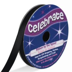 Bobine ruban satin noir - 6 m x 13 mm - Bergère de France