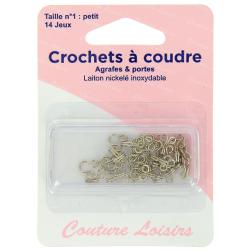 14 crochets à jupe nickelés n°1 avec brides - Bergère de France