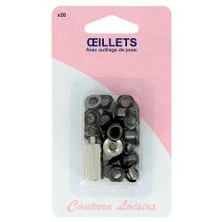 20 oeillets noirs avec outillage de pose