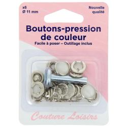 6 boutons pression perle 11 mm + outillage de pose