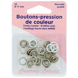 Boutons pression 11 mm col. Blanc x6