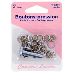 Boutons pression 11 mm + outillage de pose col. Blanc