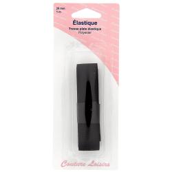 Elastique 20 mm tissé souple noir - long. 1 m