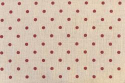 Toile Mercantour lin naturel à pois bordeaux