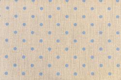 Toile Mercantour lin naturel à pois bleus ciel