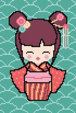 Tableautin Kokeshi Mai à broder - Bergère de France