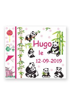 Tableau de naissance à broder Panda 25 x 30 cm