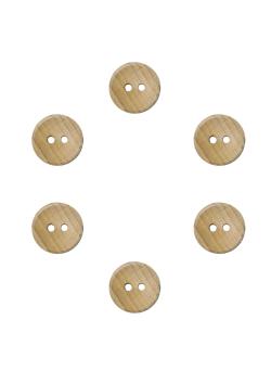 Lot de 6 boutons hêtre Ø 14 mm Naturel - Bergère de France