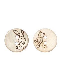 Lot de 6 boutons Lapin en noix de coco 18 mm - Bergère de France