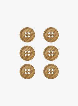 Lot de 6 boutons acacia Ø15 mm - Bergère de France