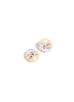 Lot de 5 boutons en coco imprimée fleur ø 18 mm - Bergère de France