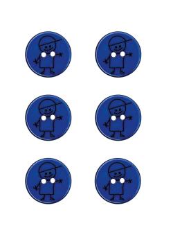 Lot de 6 boutons garçon marine Ø 15 mm - Bergère de France
