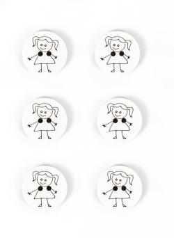 Lot de 6 boutons fille écru Ø 15 mm - Bergère de France