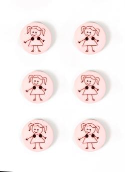 Lot de 6 boutons fille rose Ø 15 mm - Bergère de France