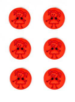 Lot de 6 boutons fille rouge Ø 15 mm - Bergère de France
