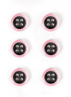 Lot de 6 boutons bicolore rose Ø 11 mm - Bergère de France