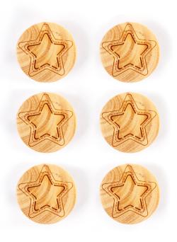 Lot de 6 boutons buis étoile à queue Ø 15 mm - Bergère de France