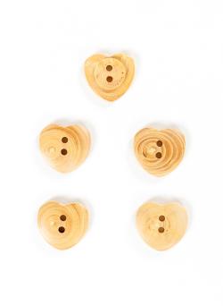 Lot de 5 boutons cœur en buis Ø 18 mm - Bergère de France