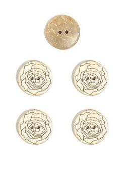 Lot de 5 boutons noix de coco fleur Ø 22 mm - Bergère de France
