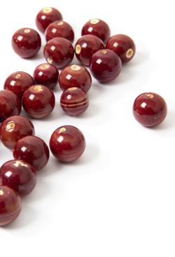Lot de 6 perles en bois peintes et laquées rouge - Bergère de France