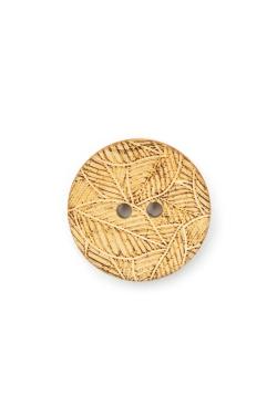 Lot de 6 boutons en coco gravée feuilles Ø22mm naturel - Bergère de France