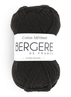 Fil à tricoter - COTON MERINOS NOIR - Bergère de France