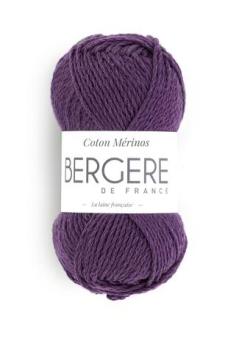 Fil à tricoter - COTON MERINOS RAISIN - Bergère de France