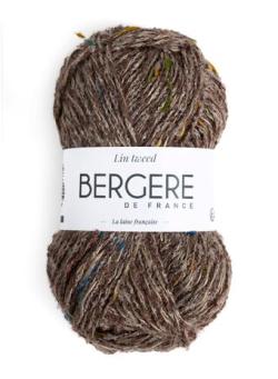 Fil à tricoter - LIN TWEED BRUN - Bergère de France