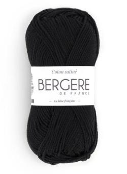 Fil à tricoter - COTON SATINE NOIR - Bergère de France