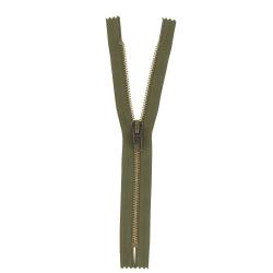 Fermeture laiton non séparable vert armée, 18 cm - Bergère de France