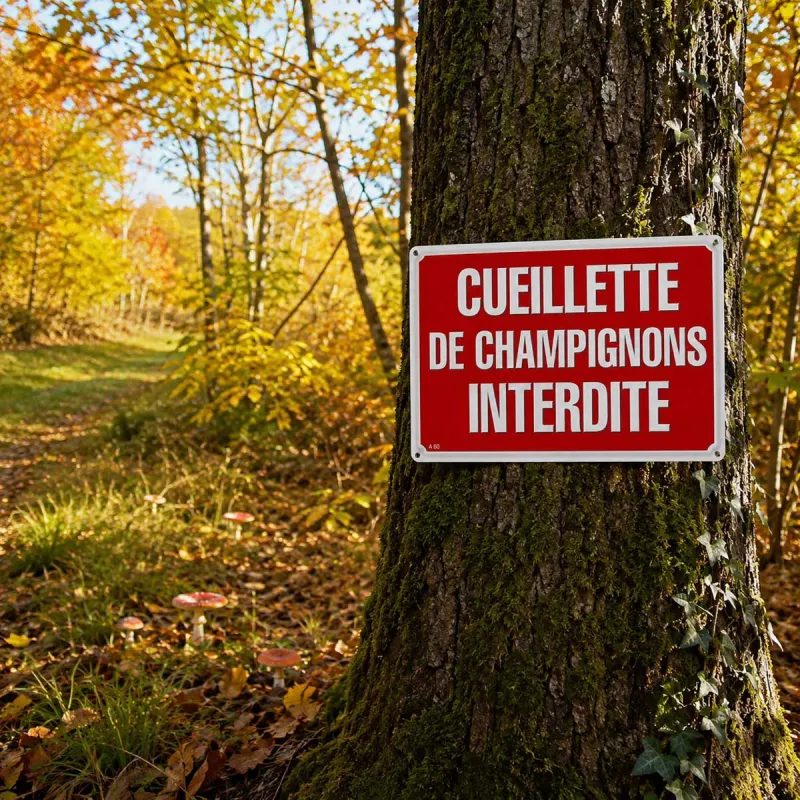 Panneau Cueillette champignons interdite Akilux 26 × 20 cm - Ducatillon