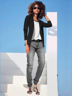 Blazer en jersey coupe sobre pour un look décontracté tendance, couleur noir, taille 42, marque Linea Tesini - helline