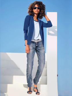 Blazer en jersey coupe sobre pour un look décontracté tendance, couleur bleu, taille 36, marque Linea Tesini - helline