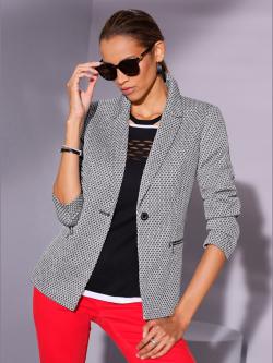 Blazer jacquard qualité jacquard bicolore, couleur couleur ivoire, taille 48, marque Creation L - helline