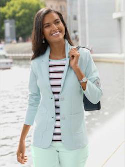 Blazer léger 60% coton, coleur menthe-blanc chiné - HELLINE