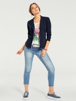Blazer en jersey coupe sobre pour un look décontracté tendance, couleur bleu, taille 36, marque Linea Tesini - helline